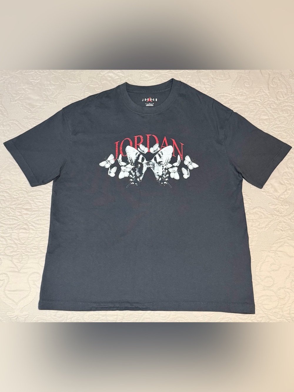 NWOT - Nike Air Jordan Men’s Charcoal Grey & Red T-Shirt, Size - L